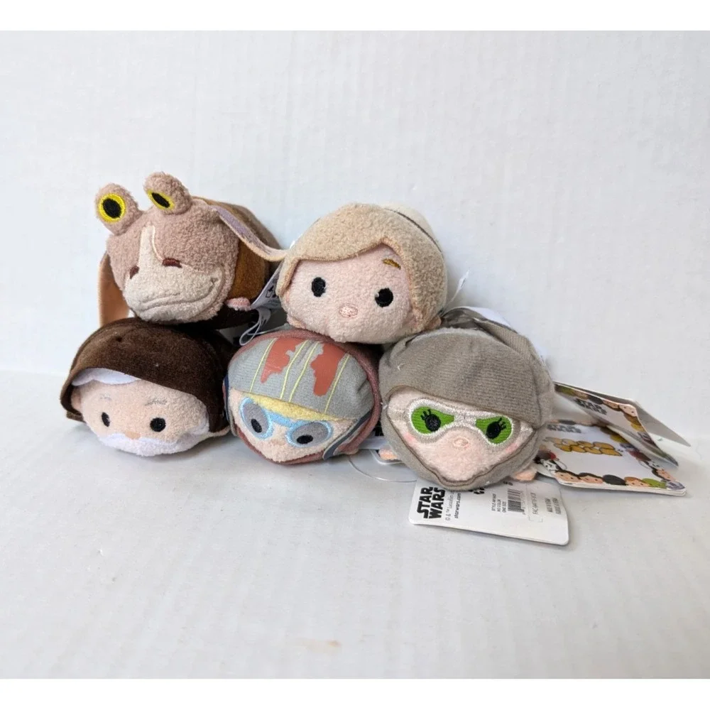 Disney Star Wars Tsum Tsum Plush lot of 5 Obi-Wan Anakin Jar Jar Rey Luke